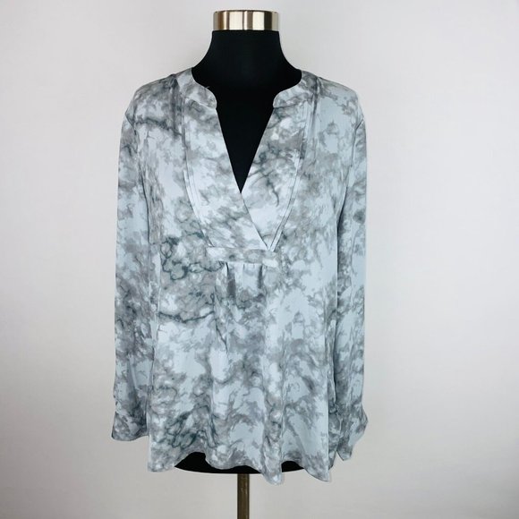 41 Hawthorn Womens Medium M Polyester Grey Mottled Tie Dye Print Slit Sides Top - Picture 1 of 8